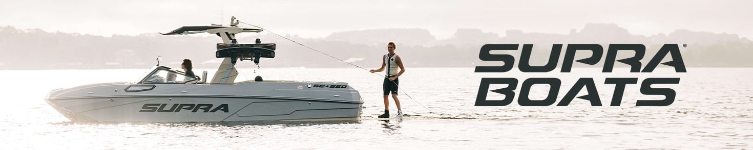 Supra Boat with Wakeboarder Ready to Ride